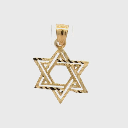 14K Yellow Gold Star Of David Pendant / Charm Classic Dainty Polished Style