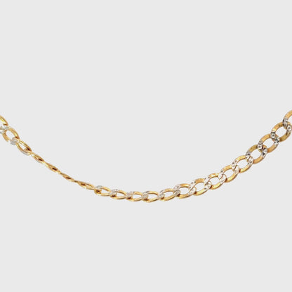 14K White-and-Yellow Gold Two-Tone Cuban Link Chain Necklace High-Polish
