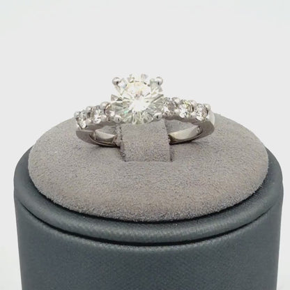 14K White Gold Diamond Engagement Ring, 1.14 CTW Center Diamond, Size 5