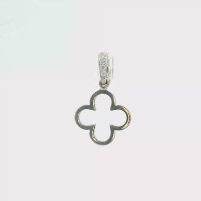 18K White Gold & Lab Grown Diamond Four-Leaf Clover Pendant 0.06 CTW Mini