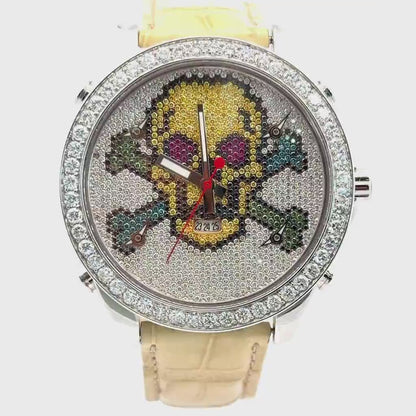 Mens Jacob & Co Five Time Zone JC Skull Diamond Watch
