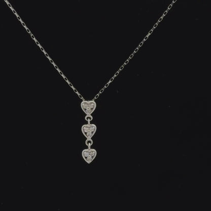 18K White Gold Diamond Drop Pendant Necklace 0.05 CTW Dainty Solitaire