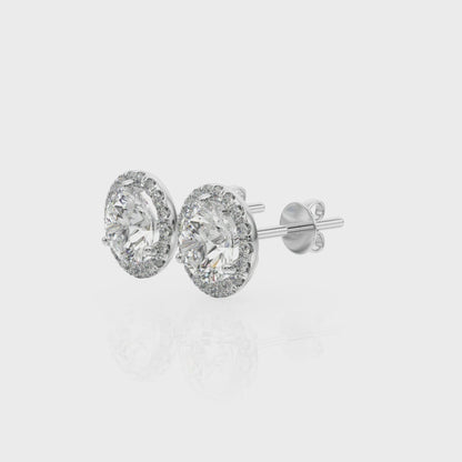 14K White Gold Earrings Halo With 0.41 TCW Diamond (I2, H-I)