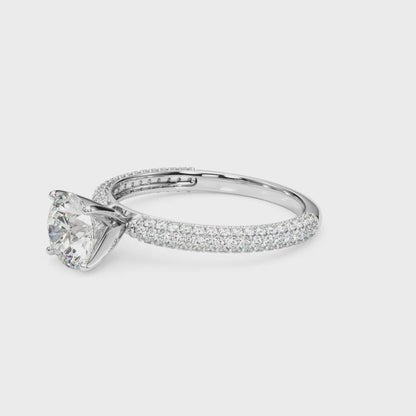 14K White Gold Engagement Rings Pave With 0.47 TCW Diamond (Lab Grown VS-SI1, E/F/G)