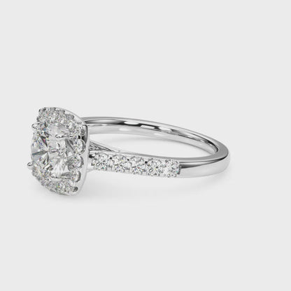 14K White Gold Engagement Rings Halo Round With 2.07 TCW Diamond (Lab Grown VS-SI1, E/F/G)
