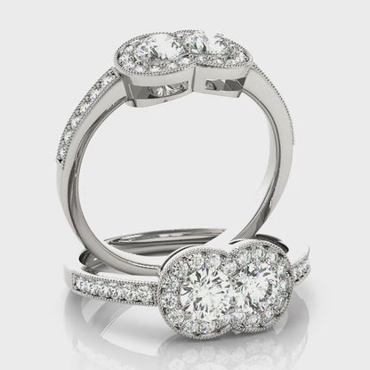 14K White Gold Two Stone Ring With 0.77 TCW Diamond (SI2, H-I)