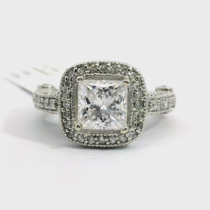 Gold Engagement Ring Diamonds Moissanite GRA Certified Over 3 Carats