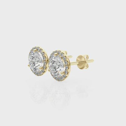 14K Yellow Gold Earrings Halo With 1.36 TCW Diamond (SI2, H-I)