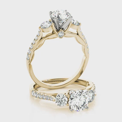 14K Yellow Gold Engagement Rings 3 Stone Round With 0.45 TCW Diamond (Lab Grown VS-SI1, E/F/G)