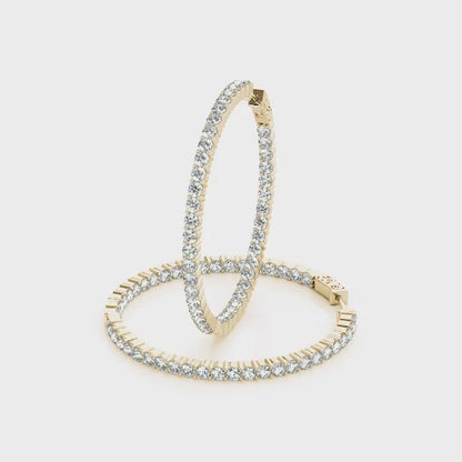 14K Yellow Gold 1.2 Inch 2 Prong Round Hoop Open Back With 2.20 TCW Diamond (Lab Grown VS-SI1, E/F/G)