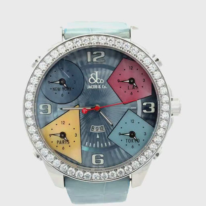 Mens Jacob & Co Five Time Zone JC Diamond Watch