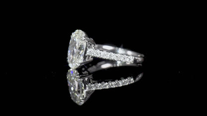 18K White Gold Statement Ring With 2.21 TCW Oval Shape Natural Diamond, GIA Certified