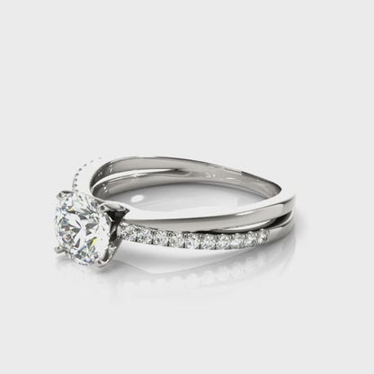 14K White Gold Engagement Ring Split Shank With 0.20 TCW Diamond (SI2, H-I)