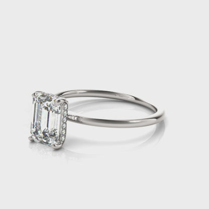 14K White Gold Engagement Ring Emerald Cut Center With 0.10 TCW Diamond (Lab Grown VS-SI1, E/F/G)
