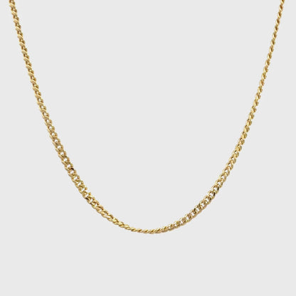 14K Yellow Gold Cuban Link Chain, 2mm Wide, 21in Dainty Minimalist Necklace