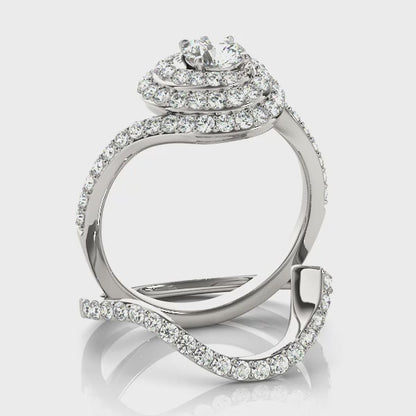 14K White Gold Engagement Rings Halo Round With 1.43 TCW Diamond (SI1-SI2, G-H)