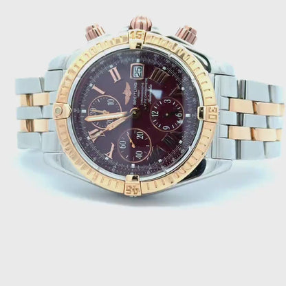 Mens Breitling Chronomat Evolution Chronograph 18K Rose Gold / Steel Watch
