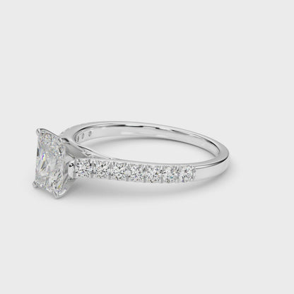 14K White Gold Engagement Rings Single Row Prong Set With 0.35 TCW Diamond (SI1-SI2, G-H)