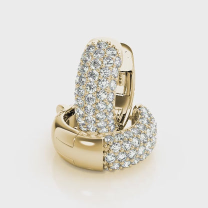 14K Yellow Gold .5 Inch 5 Row Pave Earrings With 0.41 TCW Diamond (Lab Grown VS-SI1, E/F/G)