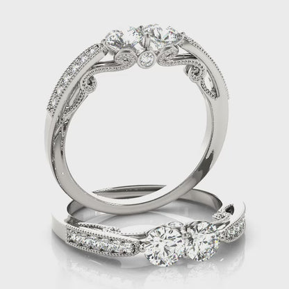 14K White Gold Two Stone Ring With 0.09 TCW Diamond (SI1-SI2, G-H)