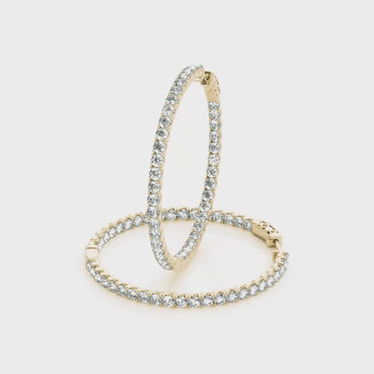 14K Yellow Gold 1.4 Inch 4 Prong Roundd Hoop With 0.50 TCW Diamond (Lab Grown VS-SI1, E/F/G)