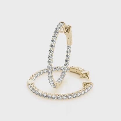 14K Yellow Gold .75 Inch Lucida Round Hoop With 0.38 TCW Diamond (Lab Grown VS-SI1, E/F/G)