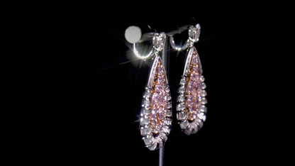 18K White & Rose Gold Statement Earrings With 3.11 TCW Pink Mix Shape Natural Diamond, EG_LAB Certified