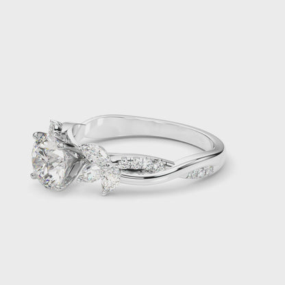 18K White Gold Rd & Mq Twisted Shank Engagement With 0.40 TCW Diamond (Lab Grown VS-SI1, E/F/G)