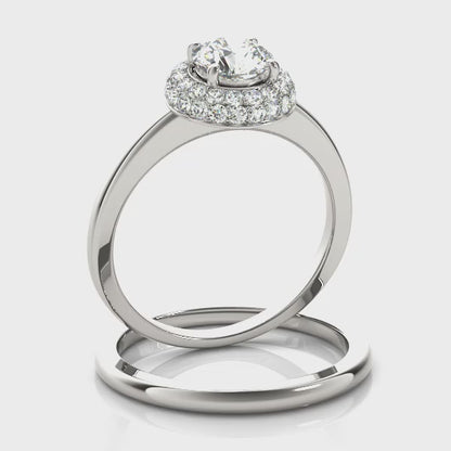 14K White Gold Engagement Rings Halo Round With 0.51 TCW Diamond (SI2, H-I)
