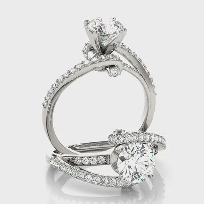14K White Gold Engagement Rings Bypass With 0.28 TCW Diamond (SI1-SI2, G-H)