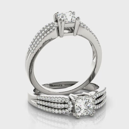 14K White Gold Engagement Rings Multirow With 0.53 TCW Diamond (SI1-SI2, G-H)