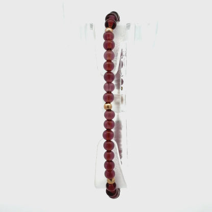 14K Yellow Gold Beaded Bracelet with Round Glass Beads, Dainty Minimalist