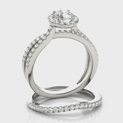 14K White Gold Engagement Rings Halo Round With 1.28 TCW Diamond (Lab Grown VS-SI1, E/F/G)