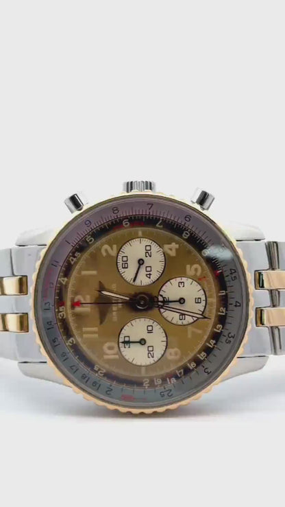 Mens Breitling Navitimer Chronograph 18K Yellow Gold/Steel Watch - 38mm
