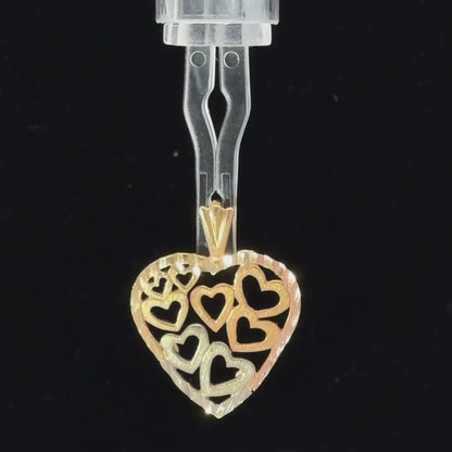 14K Tri-Color Gold Heart Pendant / Charm, Timeless Dainty Heart Design