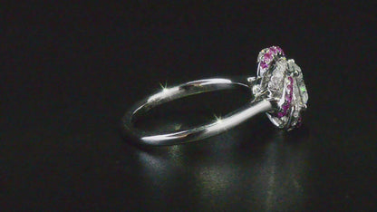 18K White Gold Statement Ring With 1.00 TCW Round Shape Natural Diamond, GIA Certified