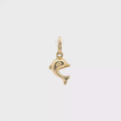 10K Yellow Gold Dolphin Charm / Pendant, Dainty Minimalist Charm