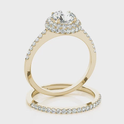 14K Yellow Gold Engagement Rings Halo Round With 1.52 TCW Diamond (SI1-SI2, G-H)