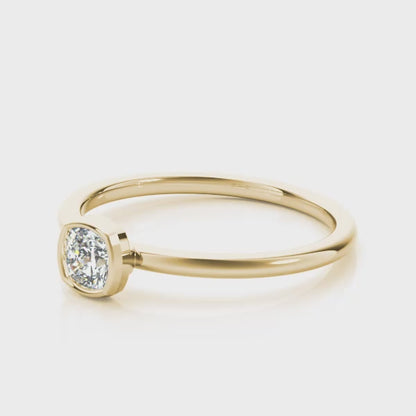 14K Yellow Gold Cushion Solitaire Stackable With 0.40 TCW Diamond (Lab Grown VS-SI1, E/F/G)
