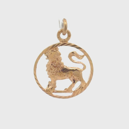 14K Yellow Gold Leo Zodiac Pendant Charm