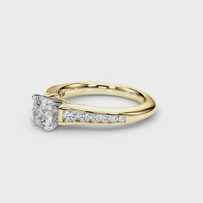 14K Yellow Gold Engagement Rings Single Row With 0.13 TCW Diamond (SI1, G)