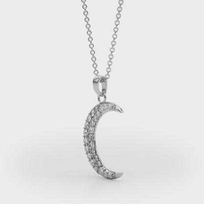 14K White Gold Half Moon Pendant With 0.19 TCW Diamond (SI2, H-I)