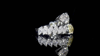18K White & Yellow Gold Statement Ring With 2.62 TCW Multicolor Mix Shape Natural Diamond, GIA Certified
