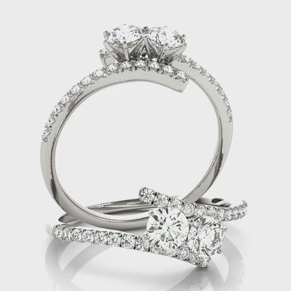 14K White Gold Two Stone Ring With 0.76 TCW Diamond (SI2, H-I)