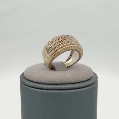 14K White Gold Diamond Four Row Band, 0.61ctw Round Natural Diamond Size 4.5