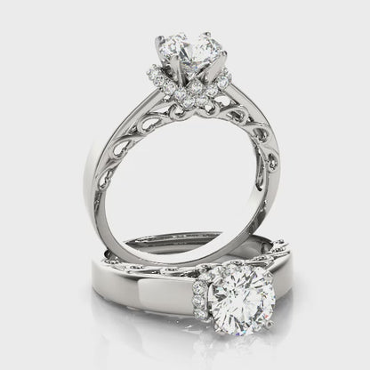 14K White Gold Engagement Rings Remounts Any Shape With 0.15 TCW Diamond (SI1-SI2, G-H)