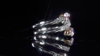 18K White & Rose Gold Statement Ring With 0.90 TCW Pink Pear Shape Natural Diamond, GIA Certified