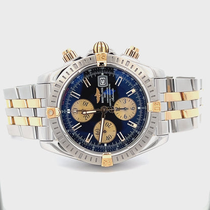 Mens Breitling Chronomat Evolution Chronograph 18K Yellow Gold/Steel Watch