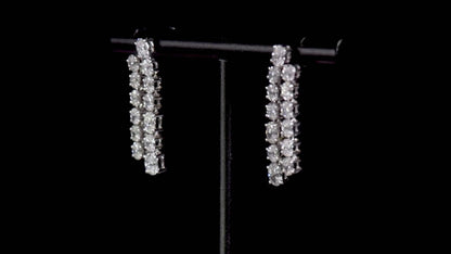 18K White Gold Statement Earrings With 2.81 TCW Oval Shape Natural Diamond, EG_LAB Certified