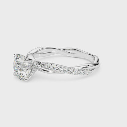 14K White Gold Twisted Dia Shank Engagement Ring With 1.16 TCW Diamond (Lab Grown VS-SI1, E/F/G)